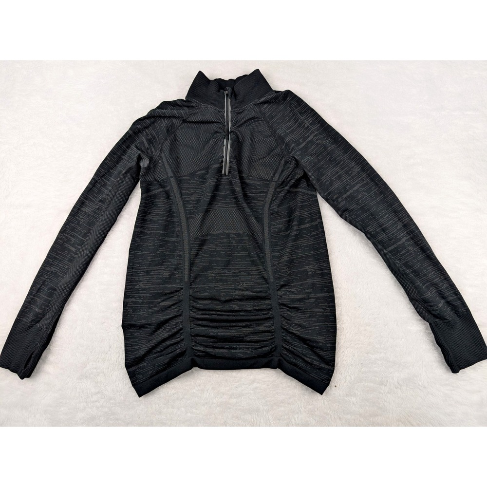 Athleta Pullover‎ Women's L 1/4 Zip Long Sleeve Black Lightweight *Hole